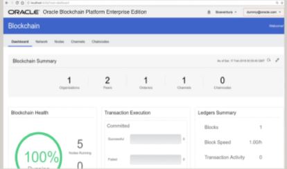 screenshot of Oracle Blockchain